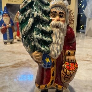 Vaillancourt  Red and Green Santa Figurine with Basket